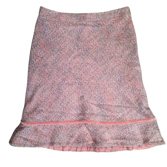 GAP Vintage Y2K Pink Tweed Flounce Skirt Wool Blend Size 8 - Picture 1 of 5